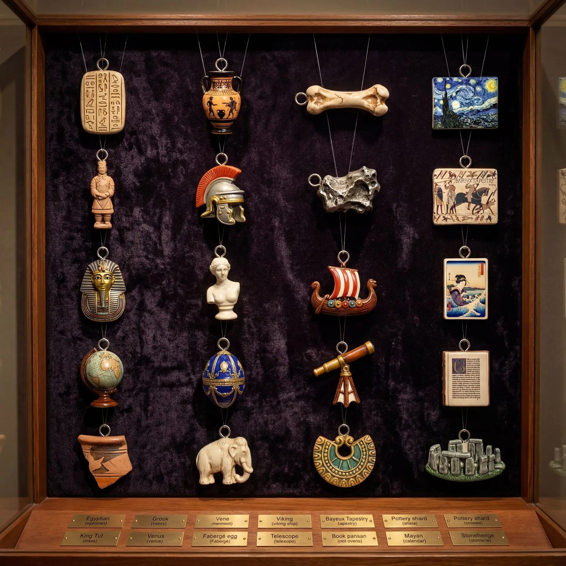 Jewelry Making History - Minik Antika Dünya Tarihi Figürlü Kolye