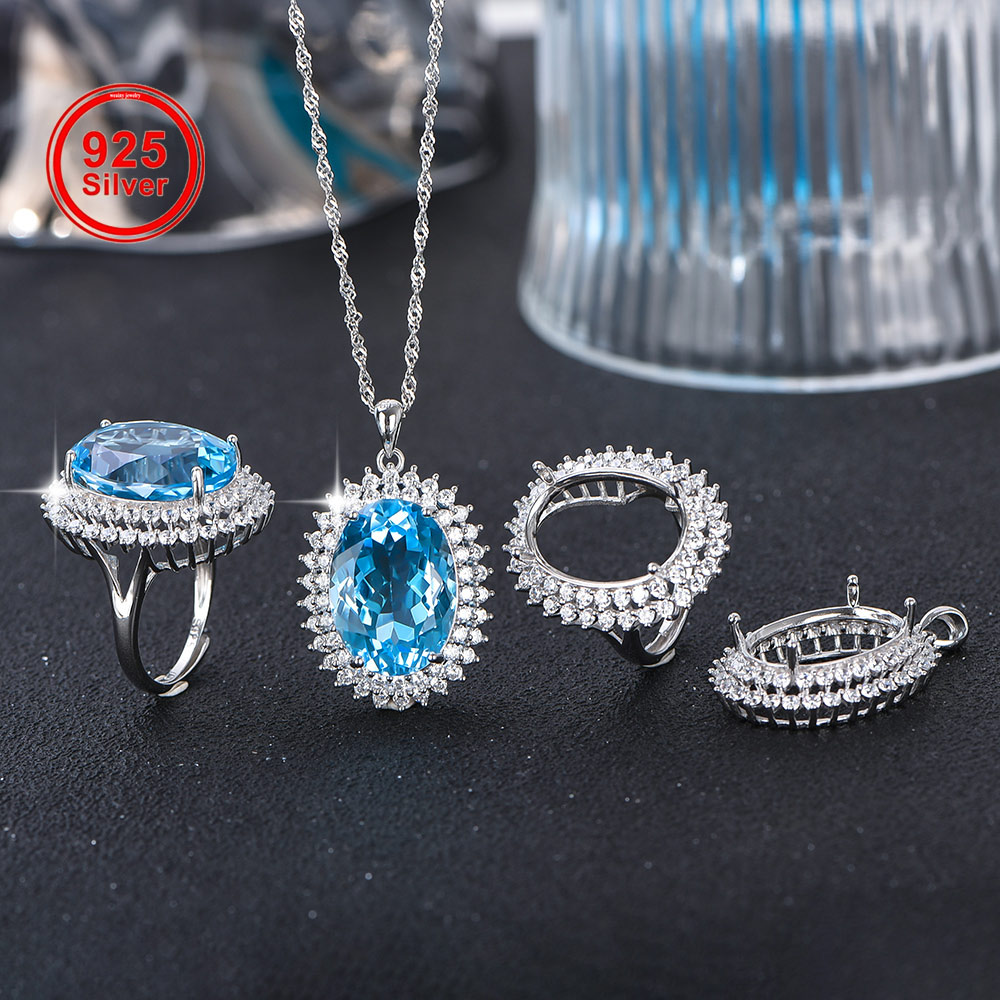 Jewelry Making Gemstones - 13x18mm S925 Gümüş Yüzük Kolye Boş