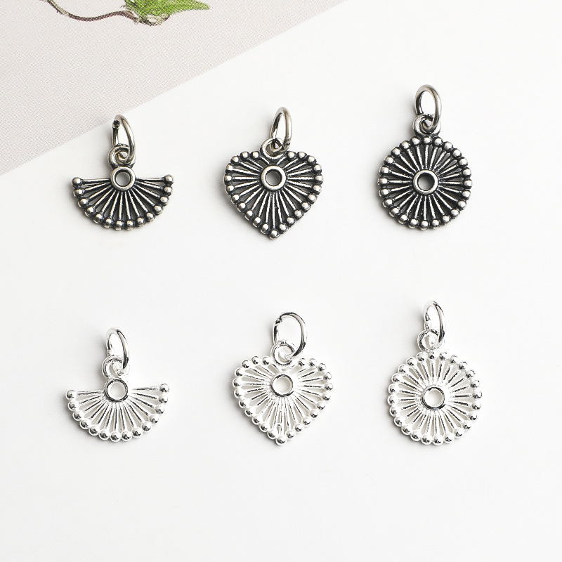 Jewelry Making In La - 925 Gümüş Kolye Ucu Oymalı Yuvarlak